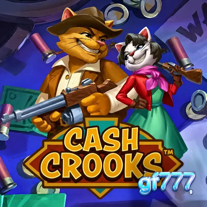 Tampilan visual slot Cash Crooks dengan karakter kucing pencuri dan elemen mekanik Vault Dial.
